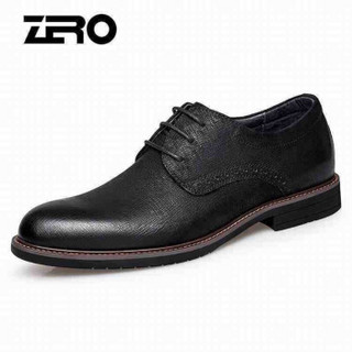 零度(ZERO)男英伦商务正装时尚系带舒适柔软休闲皮鞋 B83330 黑色 38偏大一码