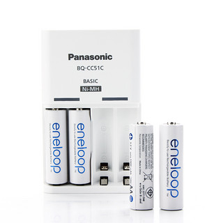 Panasonic 松下 BQ-CC51C 电池极速充电器 四槽 白色+3MCCE 可充电电池 1.2V 4粒装 套装