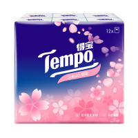 Tempo 得宝 手帕纸樱花香味纸手帕4层7片12包便携式小包纸巾迷你可湿水面巾纸