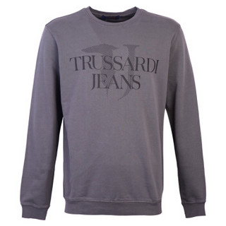 TRUSSARDI JEANS 杜鲁萨迪 19秋冬新款男士灰色棉质字母图案圆领长袖卫衣52F00087 1T002268 E283 S码