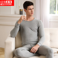红豆居家男士保暖内衣套装柔软型全棉红豆绒保暖内衣套装221 浅麻灰 180/105