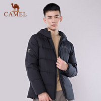 骆驼(CAMEL) 羽绒服加厚短款时尚韩版保暖连帽运动羽绒情侣男女外套 C9W2YN605 男款黑色 XL