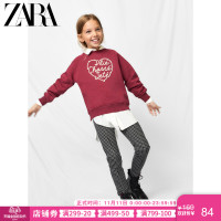 ZARA 新款 童装女童 珍珠镶饰心形图案卫衣 09007775605