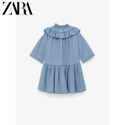 ZARA 童装女童 牛仔布荷叶边连衣裙 08574723400