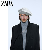ZARA 03739228802 女士珍珠饰羊毛贝蕾帽