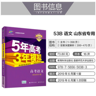 曲一线2020B版 高考语文 五年高考三年模拟 山东省专用 5年高考3年模拟 首届新高考适用 五