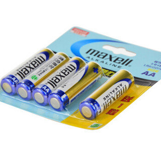 麦克赛尔（Maxell）LR6 AA 5号电池无汞环保碱性4粒卡装送1粒干电池 （适用于血压计/血糖仪/电动玩具)