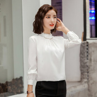 MAX WAY 女装2019新款秋季衬衫女工作服正装职业修身衬衣女装OL NYml152 白色衬衫 2XL