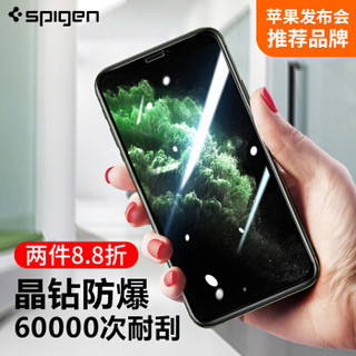 Spigen苹果11ProMax钢化膜iphone 11 ProMax全屏高清耐刮玻璃膜 防爆不碎边手机保护贴膜