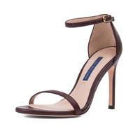 STUART WEITZMAN 斯图尔特·韦茨曼 SW 女士深酒红色羊皮 高跟凉鞋 NUDISTSONG CABERNET DRESS NAPPA 38.5