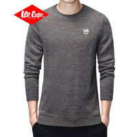 Lee Cooper针织衫男士 2019秋冬新款青年男士圆领套头纯色修身毛衣休闲长袖打底上衣 XL-XR910 深灰 M