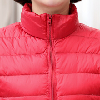 秋芙罗中老年女装冬季轻薄羽绒服短款中年妈妈装保暖夹克40-50岁冬装外套FL97775 紫红色 M