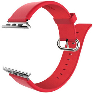 BIAZE 苹果Apple Watch手表表带 iwatch时尚商务真皮腕带 红色 适用于苹果手表-38mm