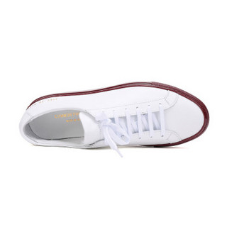 COMMON PROJECTS 男士白色酒红色皮革系带板鞋运动鞋 2162 0539 41码