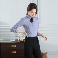 米兰茵（MILANYIN）女装2019新款秋衬衫女工作服正装职业修身衬衣女装OL NYml172 灰色 4XL