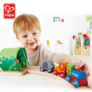 Hape 火车轨道丛林宝贝套装3岁+儿童玩具幼儿宝宝光滑木制礼物