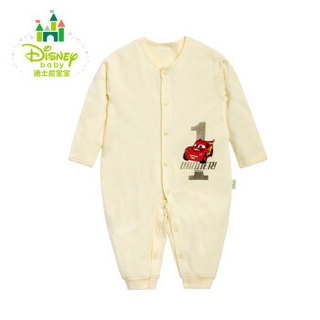 迪士尼(Disney) 婴儿连体衣纯棉舒适柔软新生儿内衣前开扣哈衣爬服153L660 淡黄 100cm