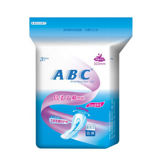 ABC 超极薄 干爽网面 卫生巾 323mm*3片甜睡夜用（新旧包装随机发）