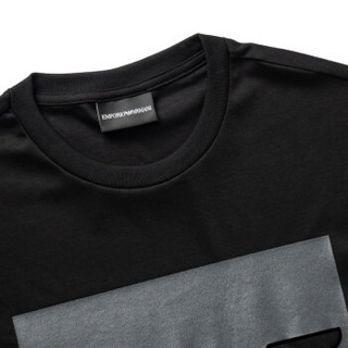 EMPORIO ARMANI阿玛尼奢侈品新款男士时尚简约鹰标印花短袖T恤 3G1T67-1JSTZ BLACK-0999 M