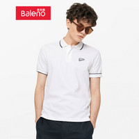 班尼路 Baleno POLO衫男 2019年春夏潮流撞色条纹领 短袖上衣男 88901143 01W XXL