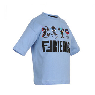FENDI KIDS 芬迪 奢侈品童装 男童蓝色棉质动物字母图案短袖T恤 JMI258 7AJ F15A3 3A/3岁/100cm
