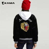 1月6日0点:KAMA老虎刺绣棒球服短款夹克上衣棉外套女7417750 *4件