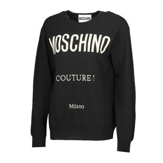 MOSCHINO 默斯奇诺 黑色圆领logo长袖套头毛衣 E A 0923 5500 0555 S  女款