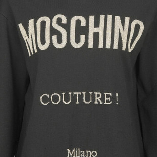 MOSCHINO 默斯奇诺 黑色圆领logo长袖套头毛衣 E A 0923 5500 0555 S  女款