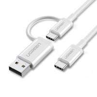 绿联 Type-C转C+USB快充数据线 白色 1米