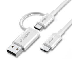 绿联 Type-C转C+USB快充数据线 白色 1米
