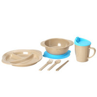 壳氏唯（HUSKS WARE）天然稻壳儿童餐具套装碗碟杯筷叉勺组合蓝色 H12-KG001-2-S