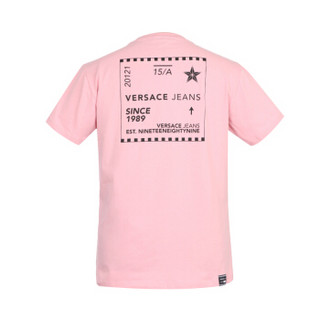 VERSACE JEANS 范思哲 奢侈品 男士粉色棉纤圆领短袖T恤 B3GTB76D 36620 403 M码