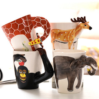 3D立体动物马克杯大容量手绘陶瓷喝水杯可爱创意个性牛奶咖啡杯子