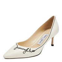 JIMMY CHOO 周仰杰 女士ROMY 60系列白色牛皮高跟鞋 ROMY 60 JCA 194 LATTE/BLACK 35.5