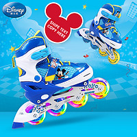迪士尼溜冰鞋儿童全闪光轮滑鞋套装可调旱冰鞋款米奇/公主DCB71250 *3件