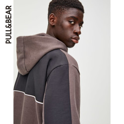 PULL&BEAR 09596561卫衣男潮拼接反光撞色设计连帽运动衫