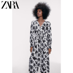 ZARA 新款 女装 排扣饰印花连衣裙 08472192330