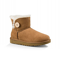 UGG Mini Bailey Button II系列女士圆头套脚短筒雪地靴1016422-CHE栗色38