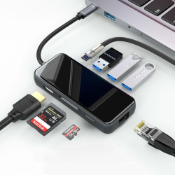 SAMZHE 山泽 八合一 Type-C扩展坞 (87W PD+USB3.0*3+TF/SD+HDMI+千兆网口) 镜面