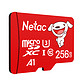  Netac 朗科 256GB TF（MicroSD）存储卡 A1 U3 读速100MB/s  京东联名Pro　