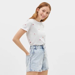 Bershka 巴适卡 女士纯棉爱心短袖t恤
