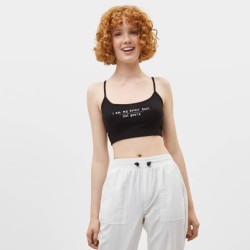 Bershka 08725256800 紧身印字运动吊带背心
