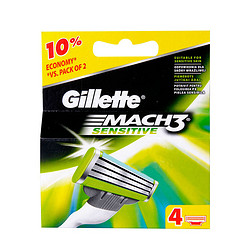 吉列（GILLETTE）锋速男士防敏型剃须刀片4片装 香港直邮