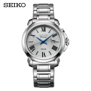 精工（SEIKO）手表 Premier系列日本原装进口人造蓝宝石玻璃镜面石英太阳能女表 SUT321P1