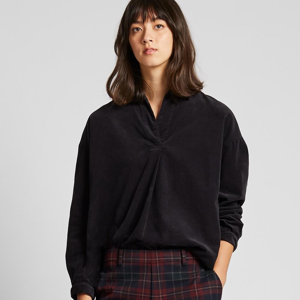 uniqlo 优衣库 420563 女士灯芯绒半开领长袖上衣