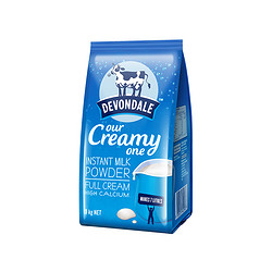 DEVONDALE 德运 澳洲进口德运全脂高钙牛奶粉中老年人儿童早餐纯牛奶袋装1kg＊4袋