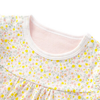 全棉时代 婴儿针织飞机袖爬爬服 80/48(建议12-18个月) 粉色小花 1件装