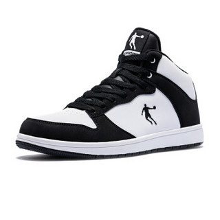 乔丹 男鞋加绒高帮板鞋潮流经典运动鞋 XM3580338W 白色/黑色 40