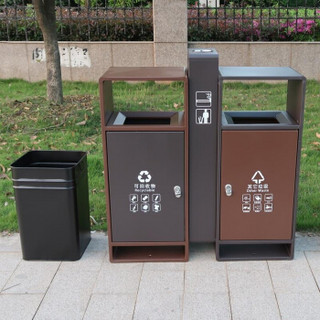 迪恩斯户外垃圾分类垃圾桶环保分类垃圾箱室外双桶60升大号镀锌板 D-162