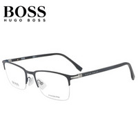 雨果博斯（HUGO BOSS）眼镜框 男士商务经典黑色钛金属近视眼镜架超轻半框潮款光学镜框 BOSS 1007-003-52